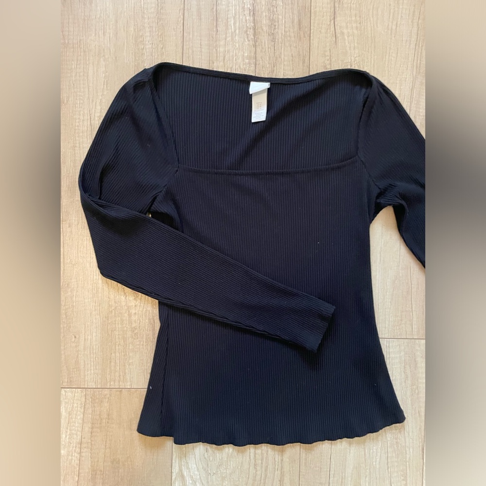 H&M Black Square Neck Ribbed Top - Picture 3 of 4